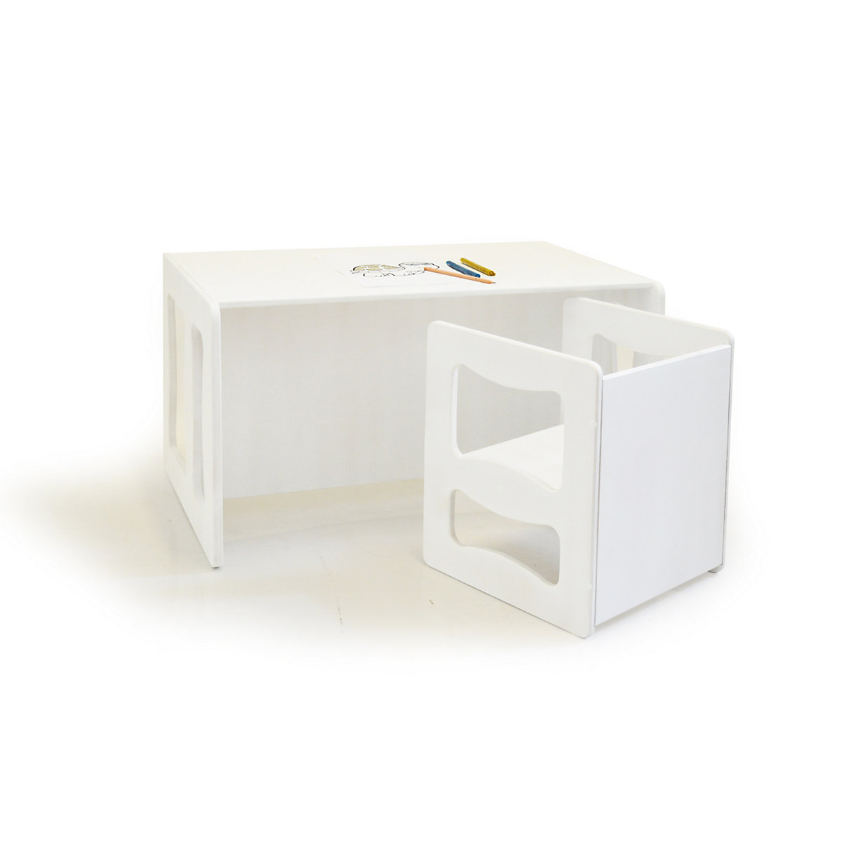 3 in1 multifunktionales Wendemöbel Set, Kindertischgruppe, Kindertisch und Hocker nach Montessori Art, Kindermöbel Sitzbank Kinderstuhl,  Kinderschreibtisch, Wendetisch, Wendestuhl