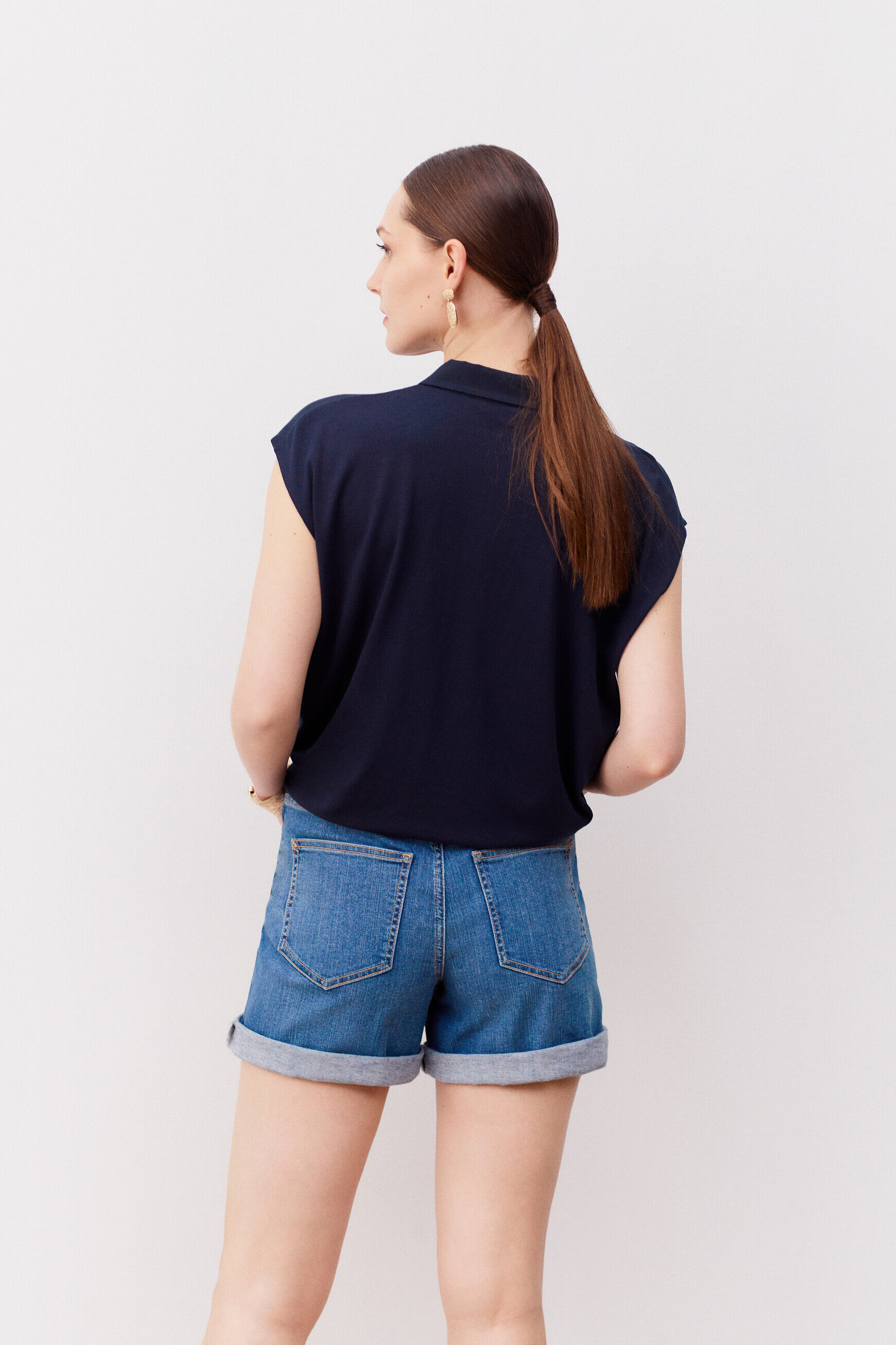 short solar denim stone femme