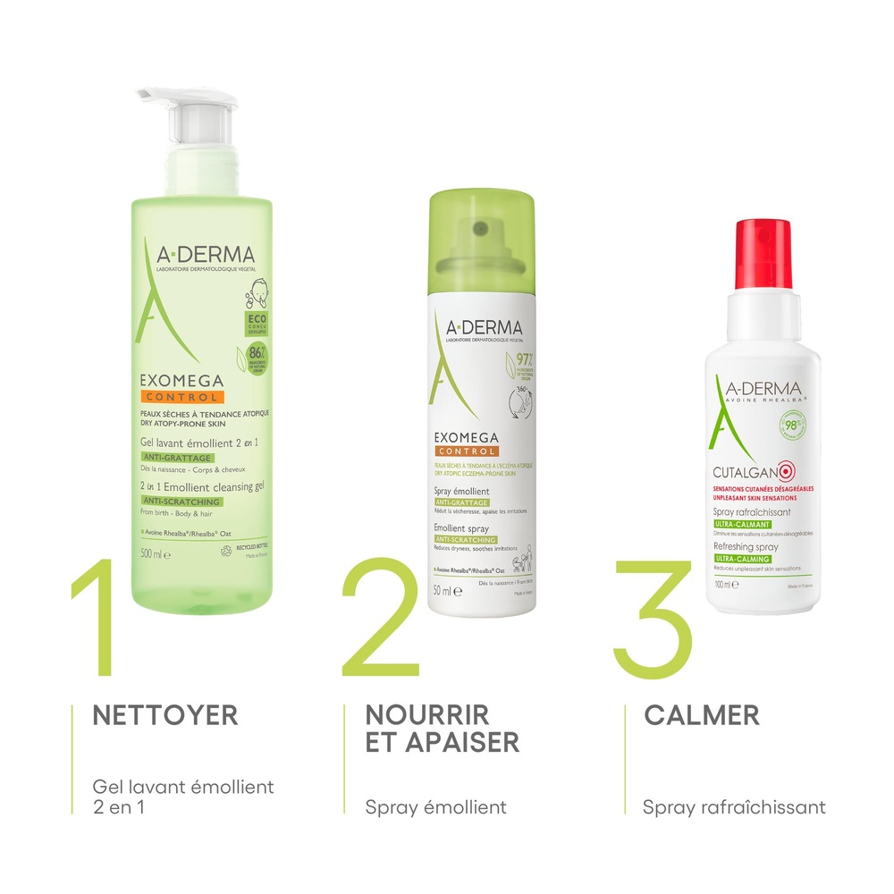 A-Derma Exomega Control - Spray émollient anti-g rattage 50ml Spray émollient