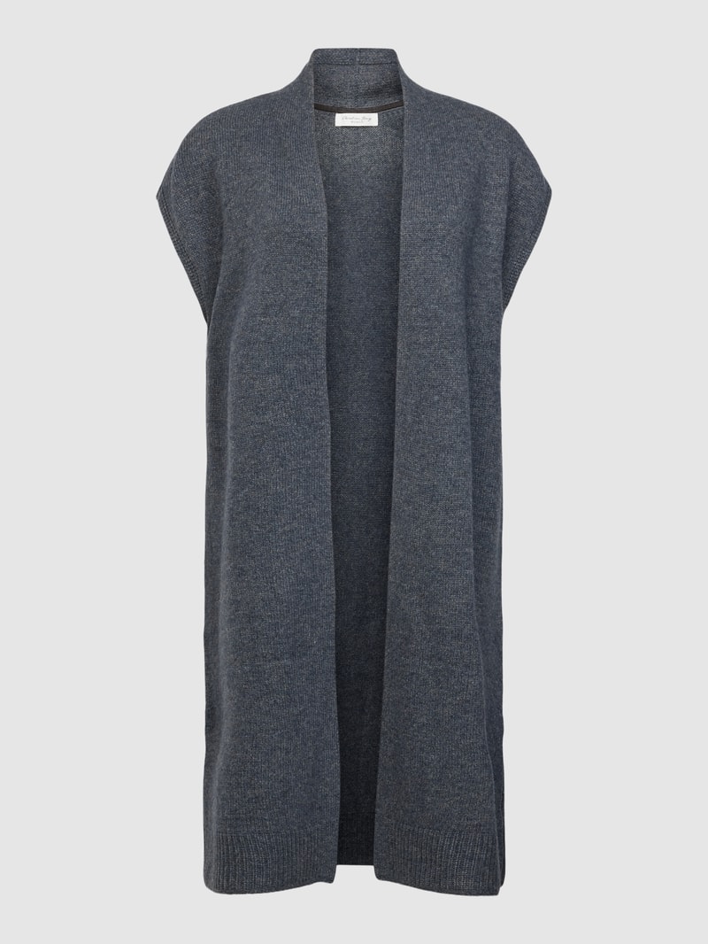 Strickjacke mit offener Front in anthrazit meliert