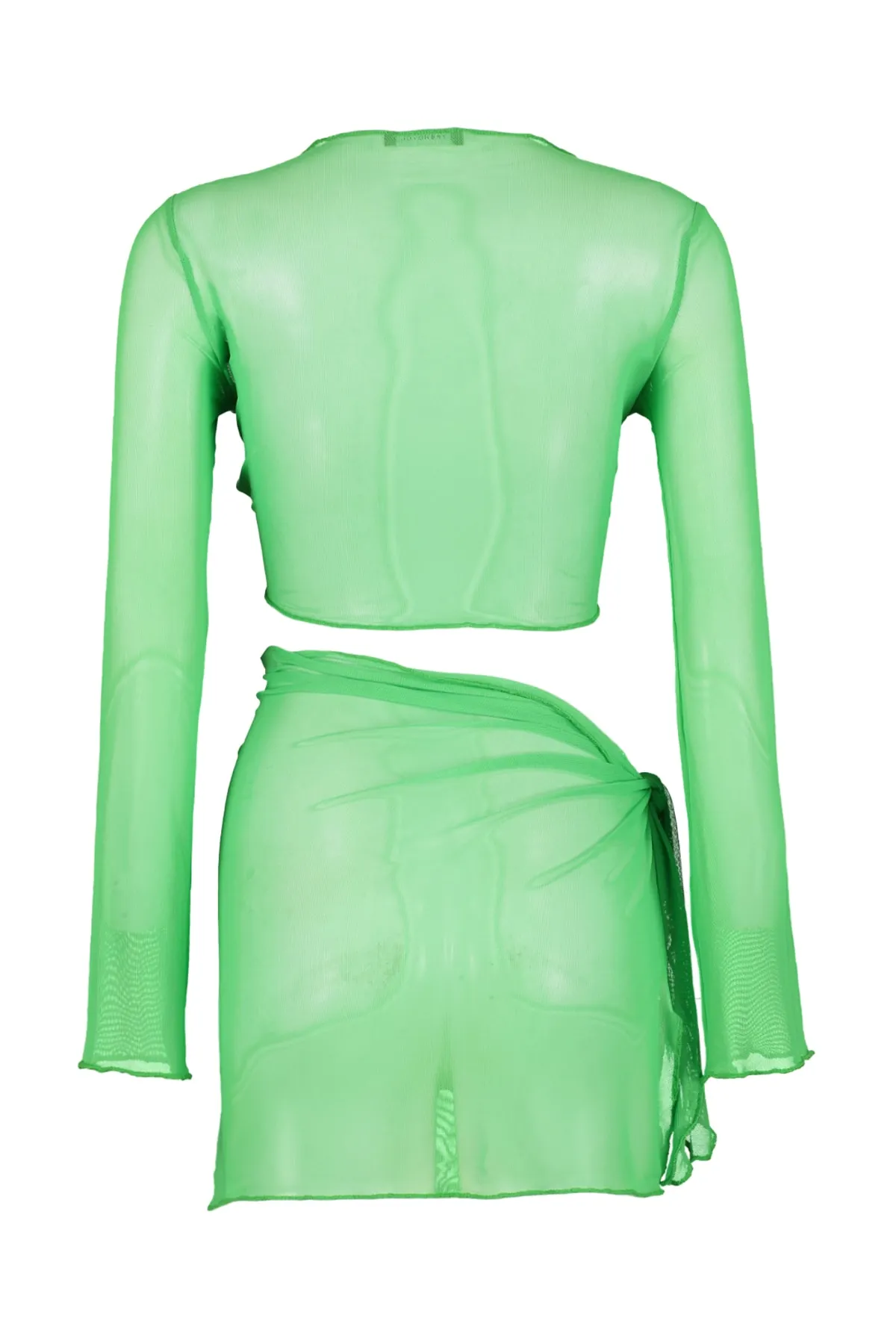 Trendyol Collection  Grünes, gewebtes, gebundenes Netz-Blusenrock-Set TBESS23AU00033