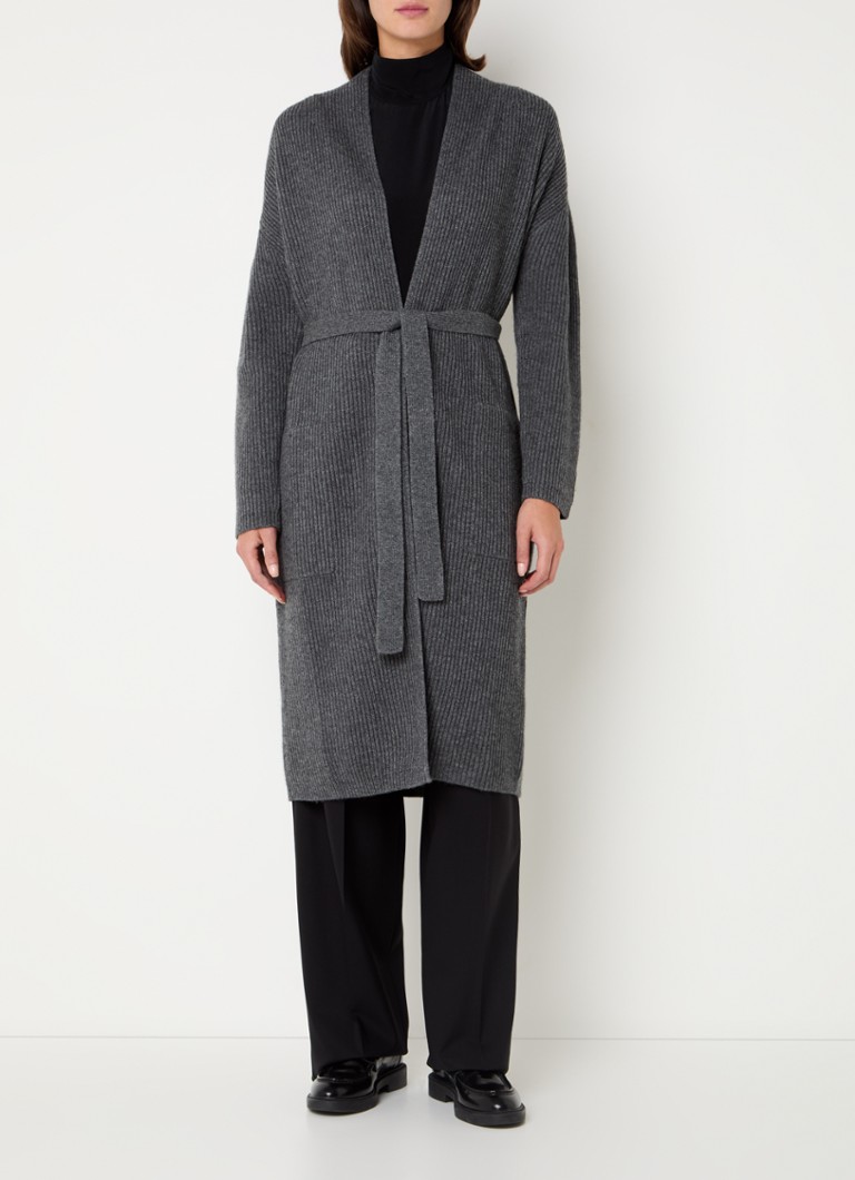 Gilet ouvert côtelé MaxMara Verna en mélange de cachemire avec ceinture à nouer