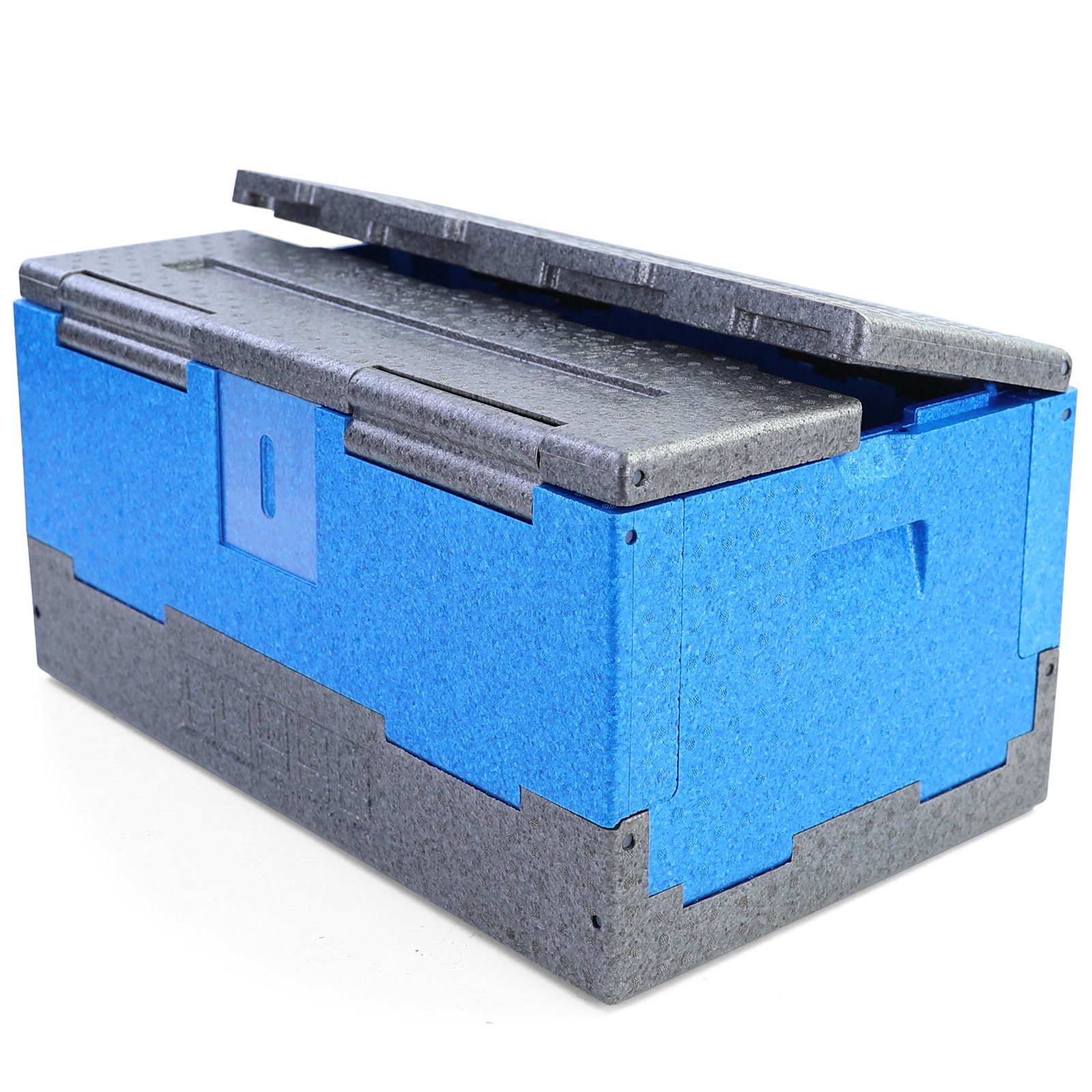 RAMROXX Kühlbox Warmhaltebox Kühl Thermo faltbar Blau Grau 40L 600x365x293mm