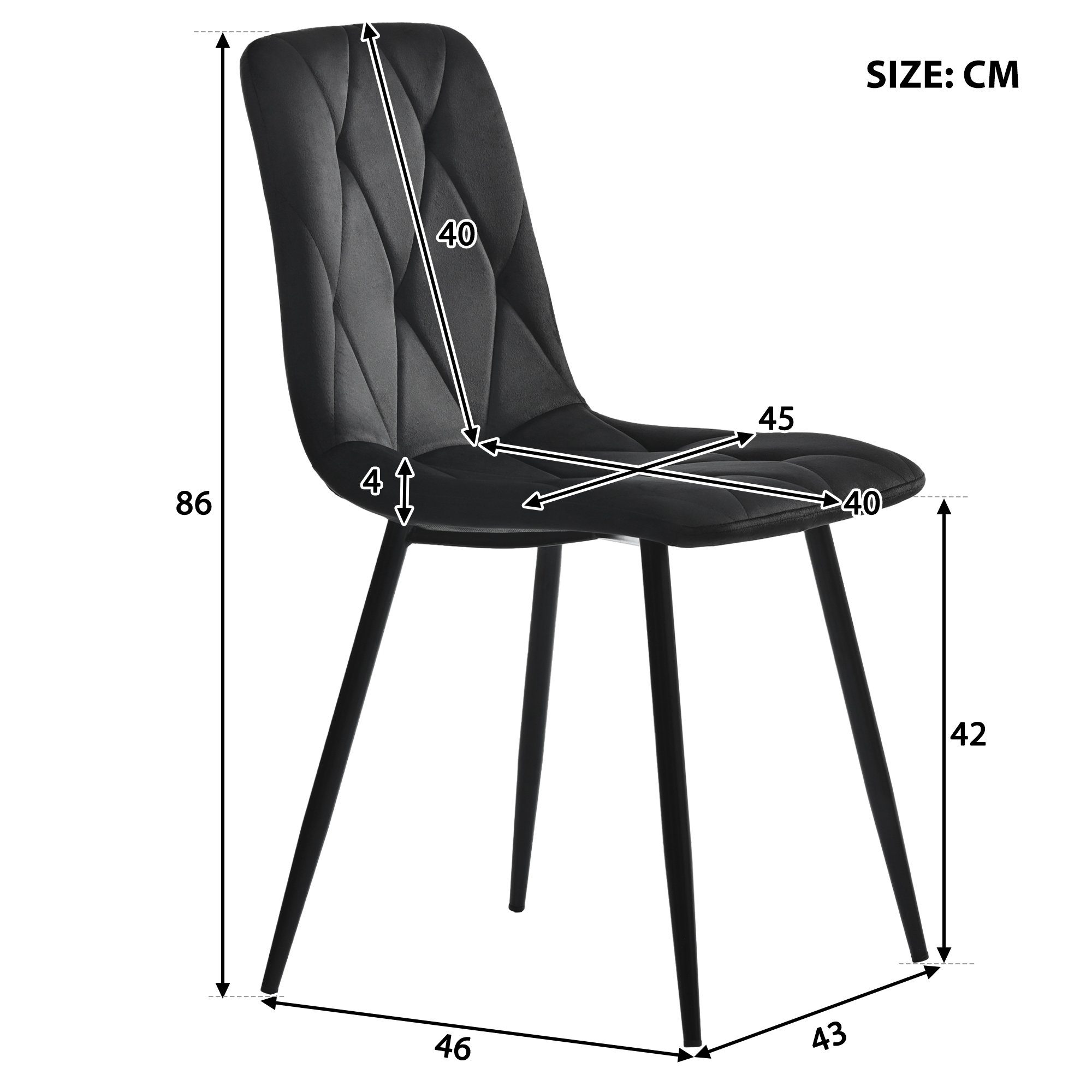 OKWISH Essgruppe Küchentisch Set Esszimmerstuhl Samt Küchenstuhl 117cm, Esstisch 117*68*75cm mit 4er Set Samt Esszimmerstuhl