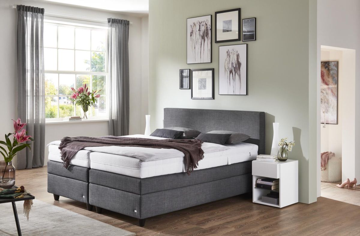 Ruf Boxspringbett mit Bettkasten Verena Grau 180 x 200 cm