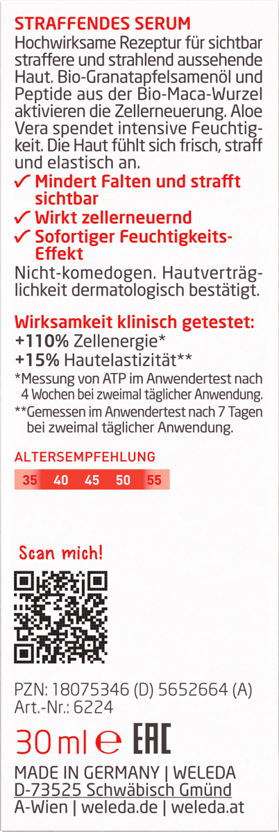 Serum straffend Granatapfel & Maca-Peptide, 30 ml