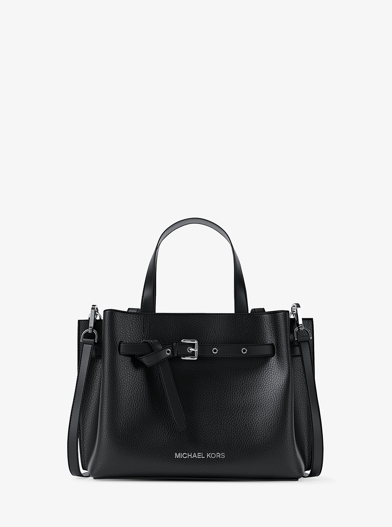 Emilia Small Pebbled Leather Satchel - BLACK