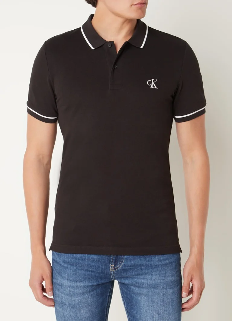 Polo Calvin Klein Tipping com estampa de logotipo