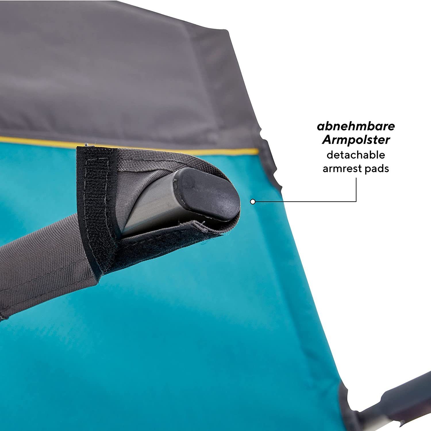 UQUIP Campingstuhl Sidney Campingstuhl - Lounge-Charakter, bis 120 kg Traglast, gepolsterte Armlehnen, breite Standfüße gegen Einsinken in weichem Boden, hohe Lehne