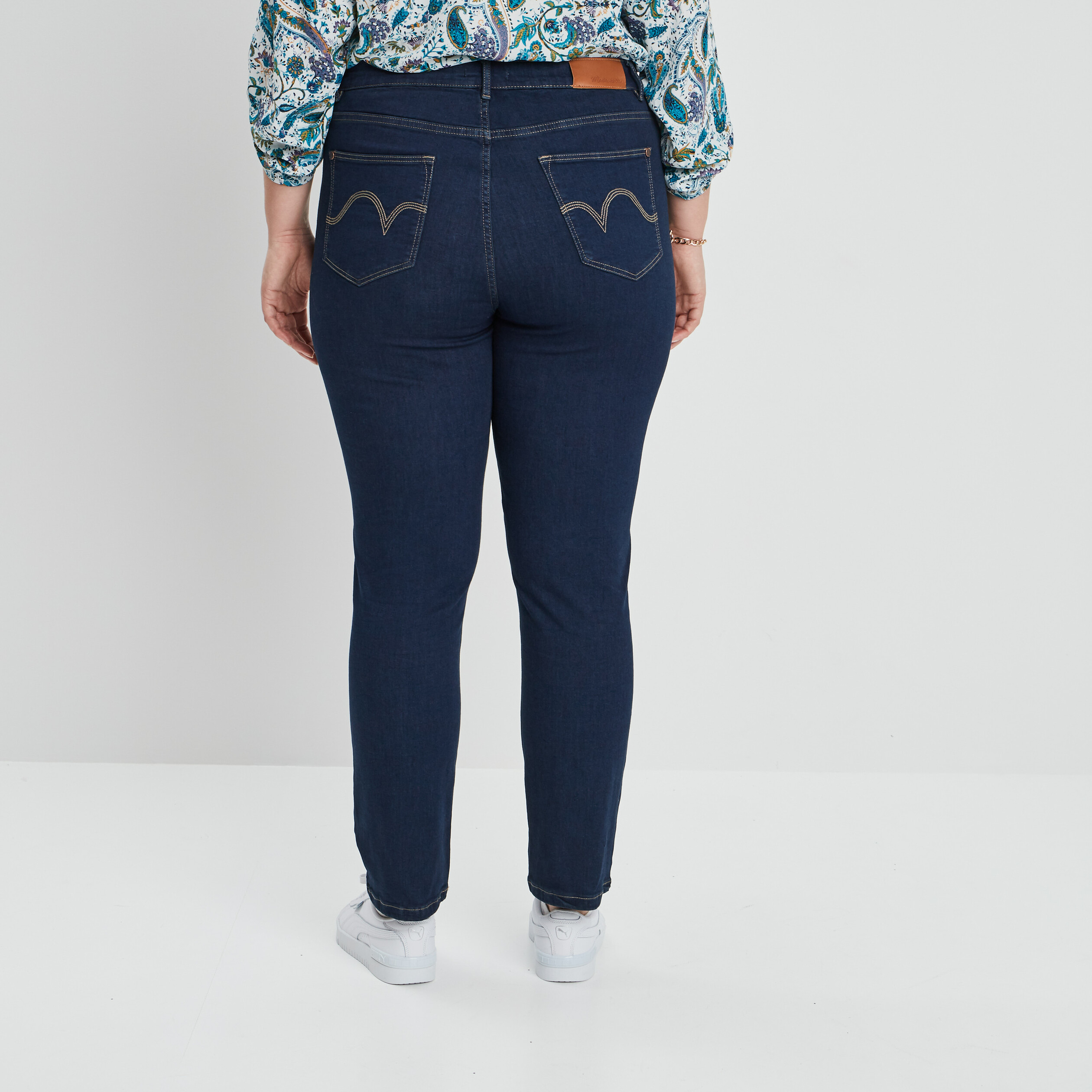 Jeans slim taille haute bleu femme grande taille | La Halle