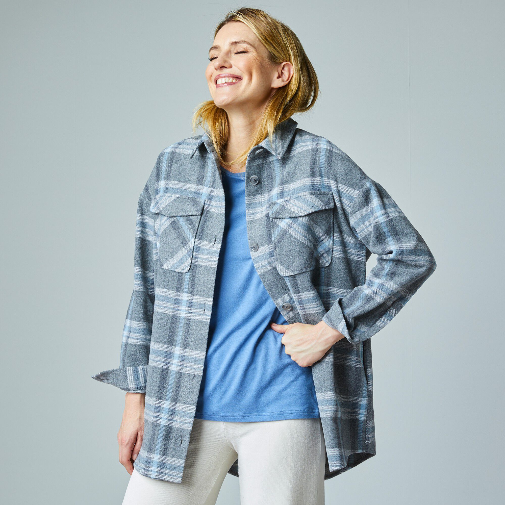 Veste surchemise oversize à carreaux