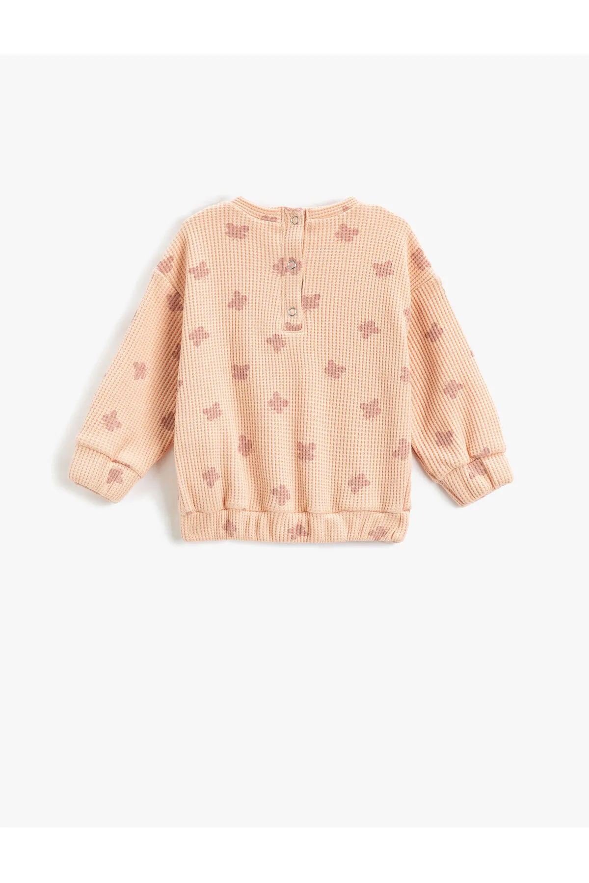 Koton  Sweatshirt mit Schmetterlingsdruck, strukturiertem Rundhalsausschnitt, langen Ärmeln und Druckknöpfen am Kragen