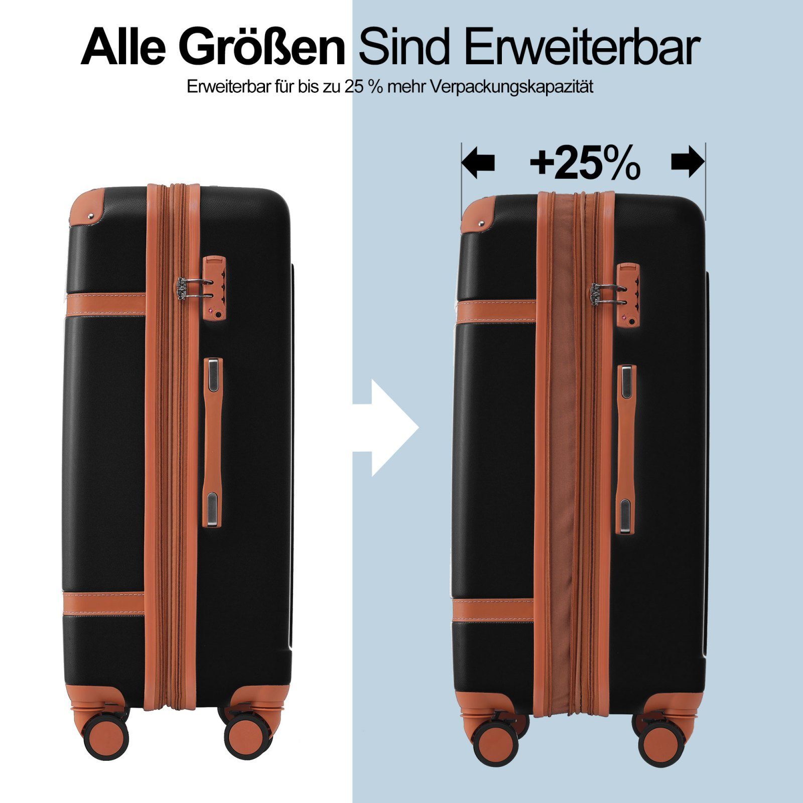 SEEZSSA Handgepäck-Trolley Hartschalen Koffer Trolley Rollkoffer Reisekoffer Leicht Handgepäck, Koffer mit TSA-Schloss Erweiterbar Teleskopgriff 77.5x50.5x30cm