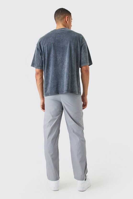 Lockere Nylon-Cargohose in Knitteroptik
