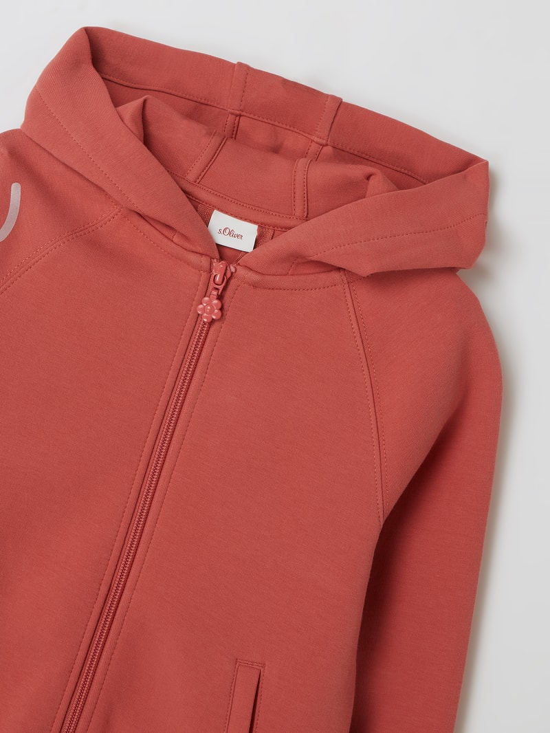 Sweatjacke mit Kapuze in koralle