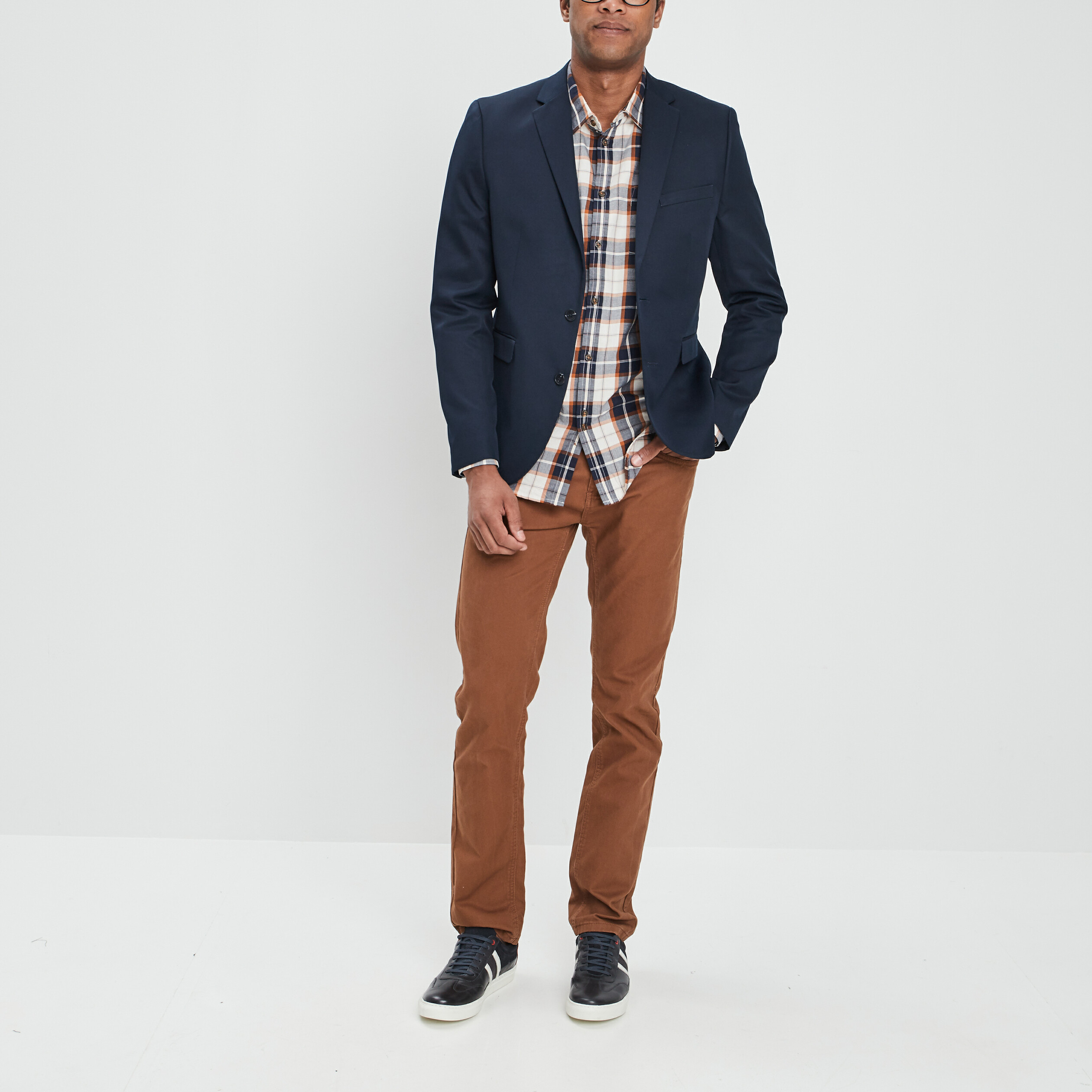 Chemise droite manches longues camel homme | La Halle