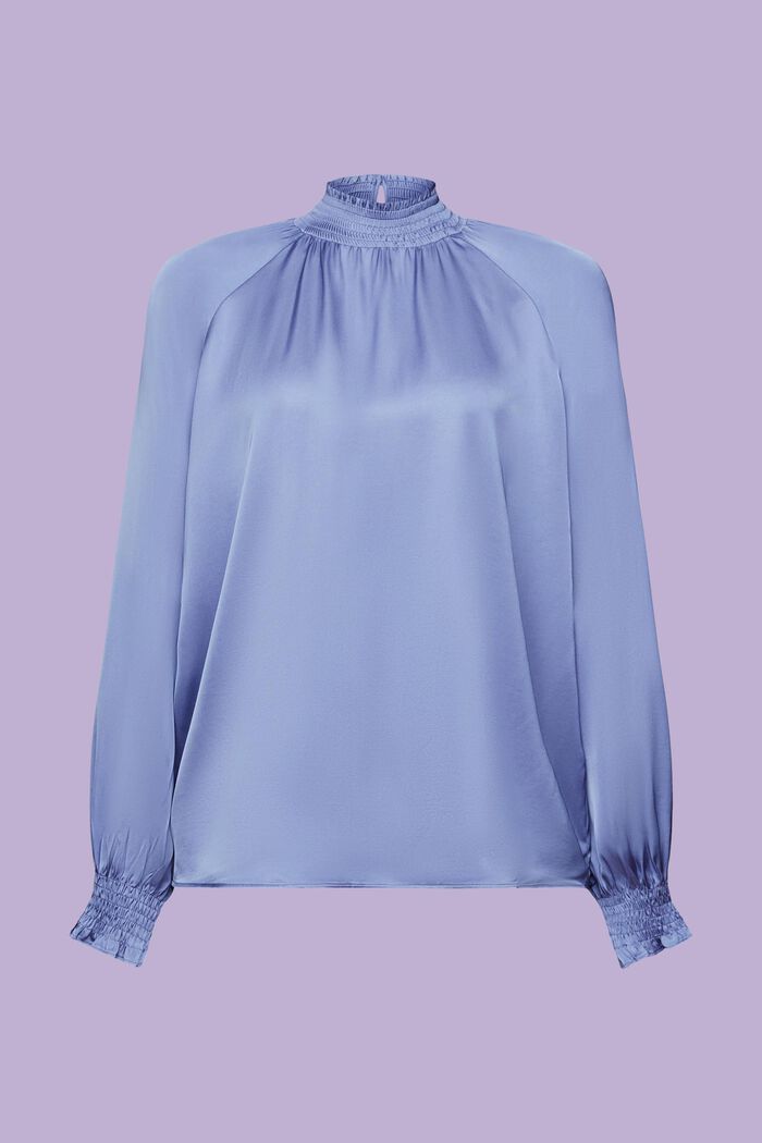 Satinbluse mit Smok-Details