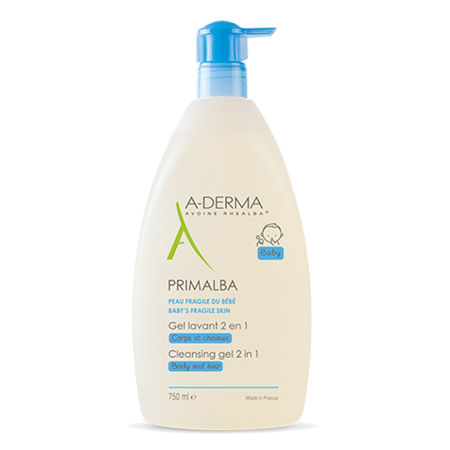 a-derma Primalba Gel Lavant 2 en 1 Bébé Corps et Cheveux