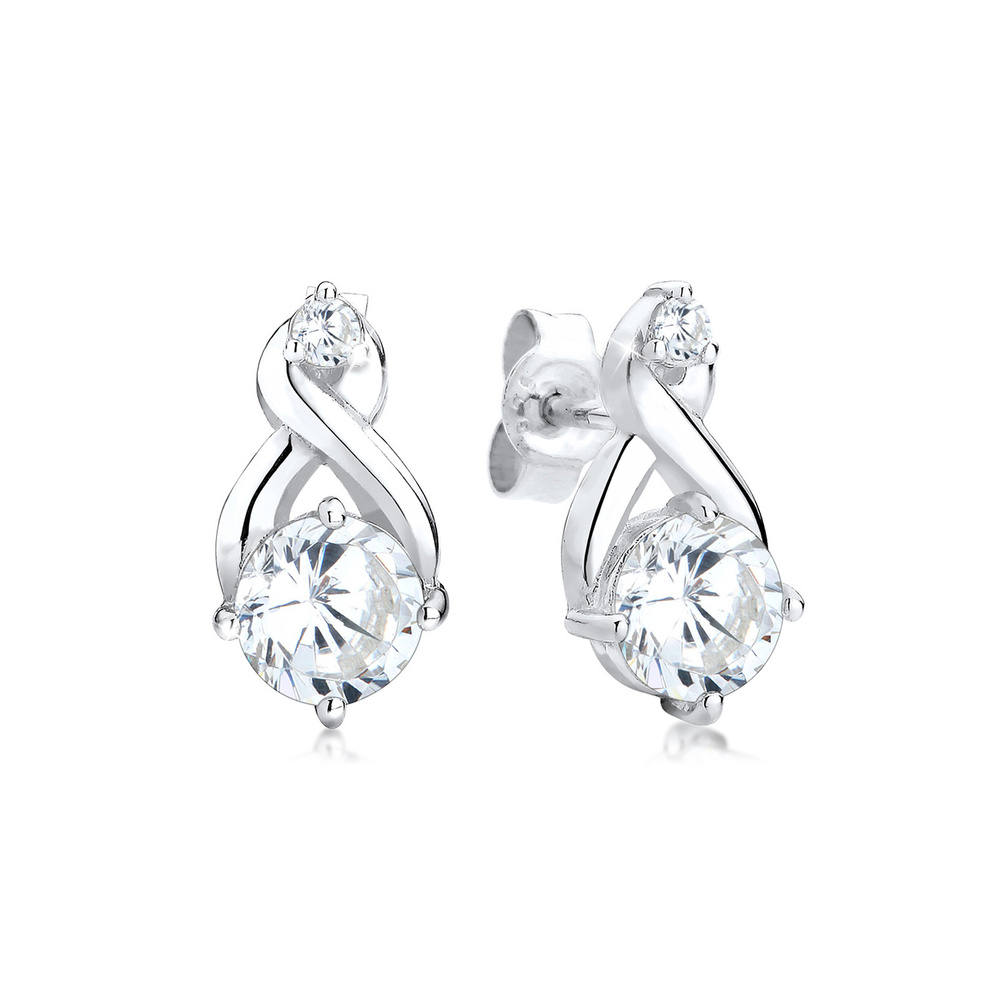 Elli Elli Boucles d'Oreilles Infinity Zirkonia Glamour Elegant 925 Silber Boucles d'oreilles