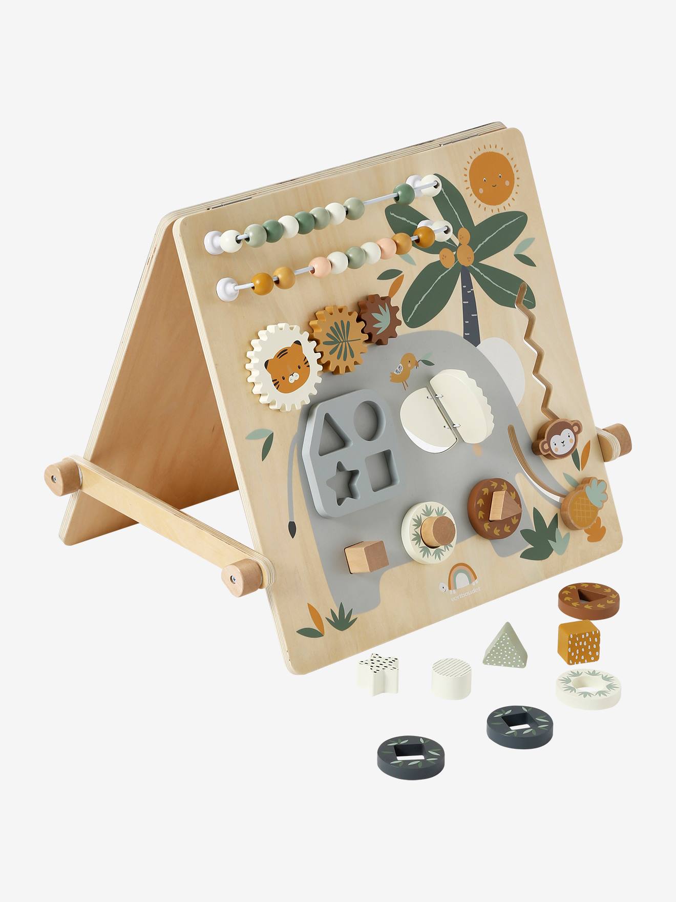 Vertbaudet Baby Activity-Tafel TANSANIA aus Holz FSC, wendbar - weiß