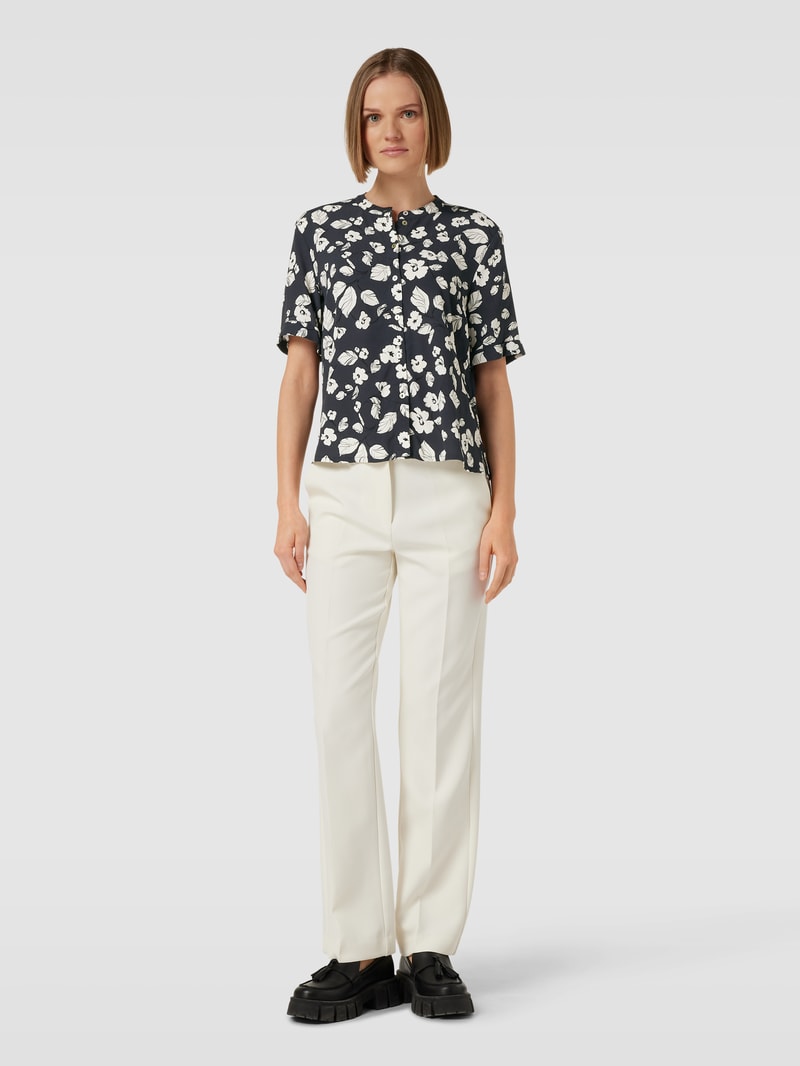 Bluse aus Viskose mit floralem Print in anthrazit