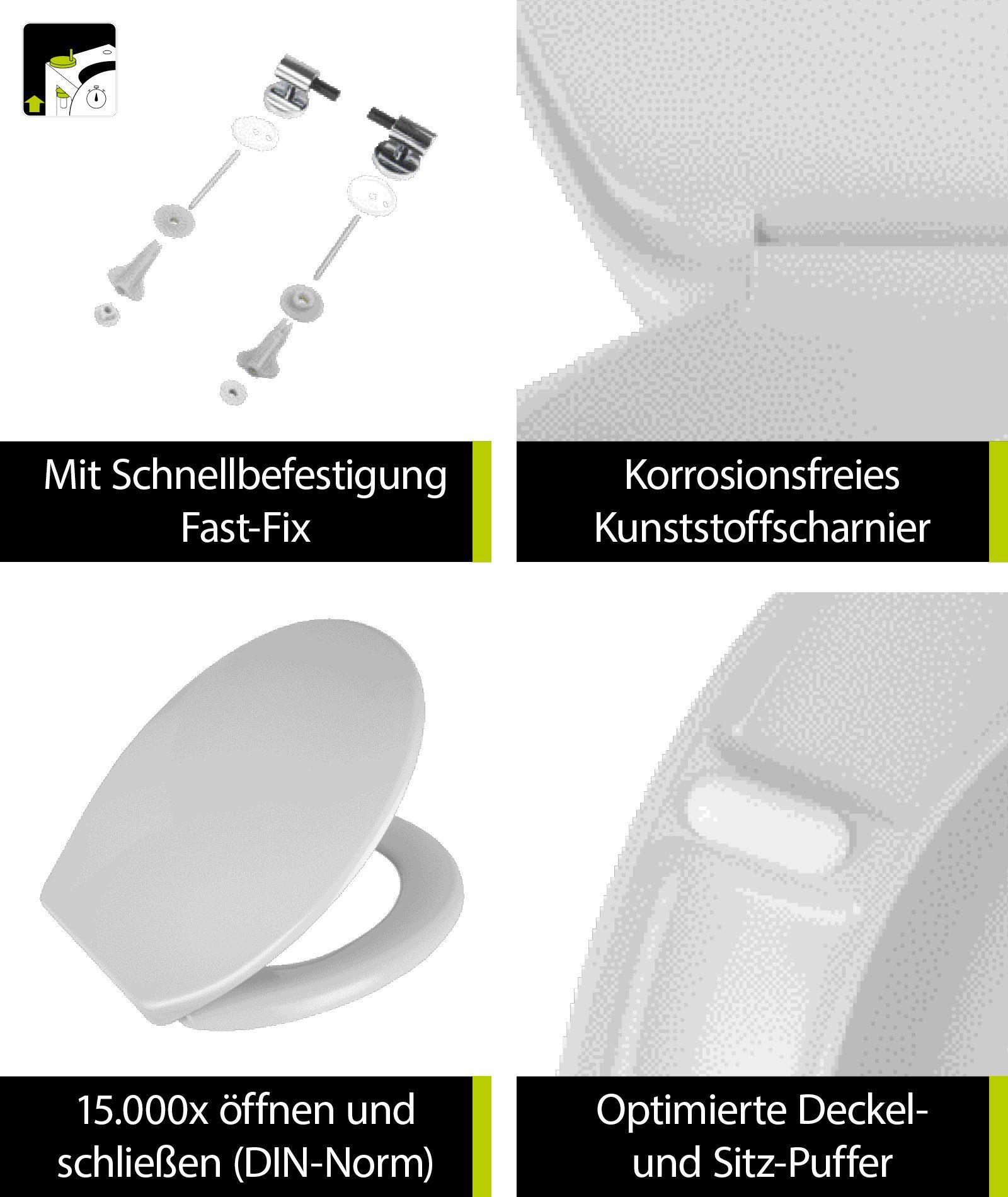 aquaSu WC-Sitz Siena, Manhatten-Grau, Duroplast, Kunststoff-Befestigung, 400497