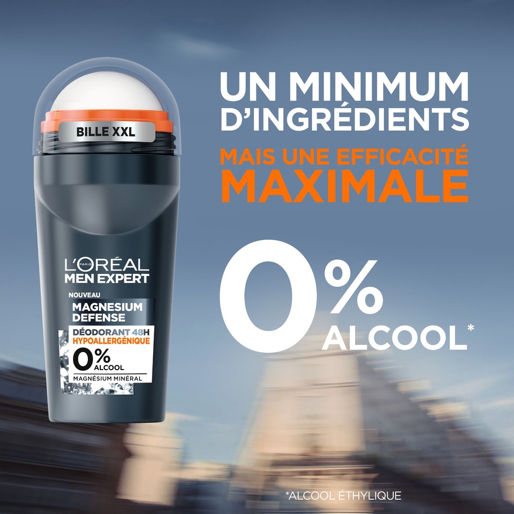 L'Oréal Paris Men Expert Magnesium Defense Déodorant Bille 48h Hypoallergénique 0% Men Expert Magnesium Defense Déodorant Bille 48h Hypoallergénique