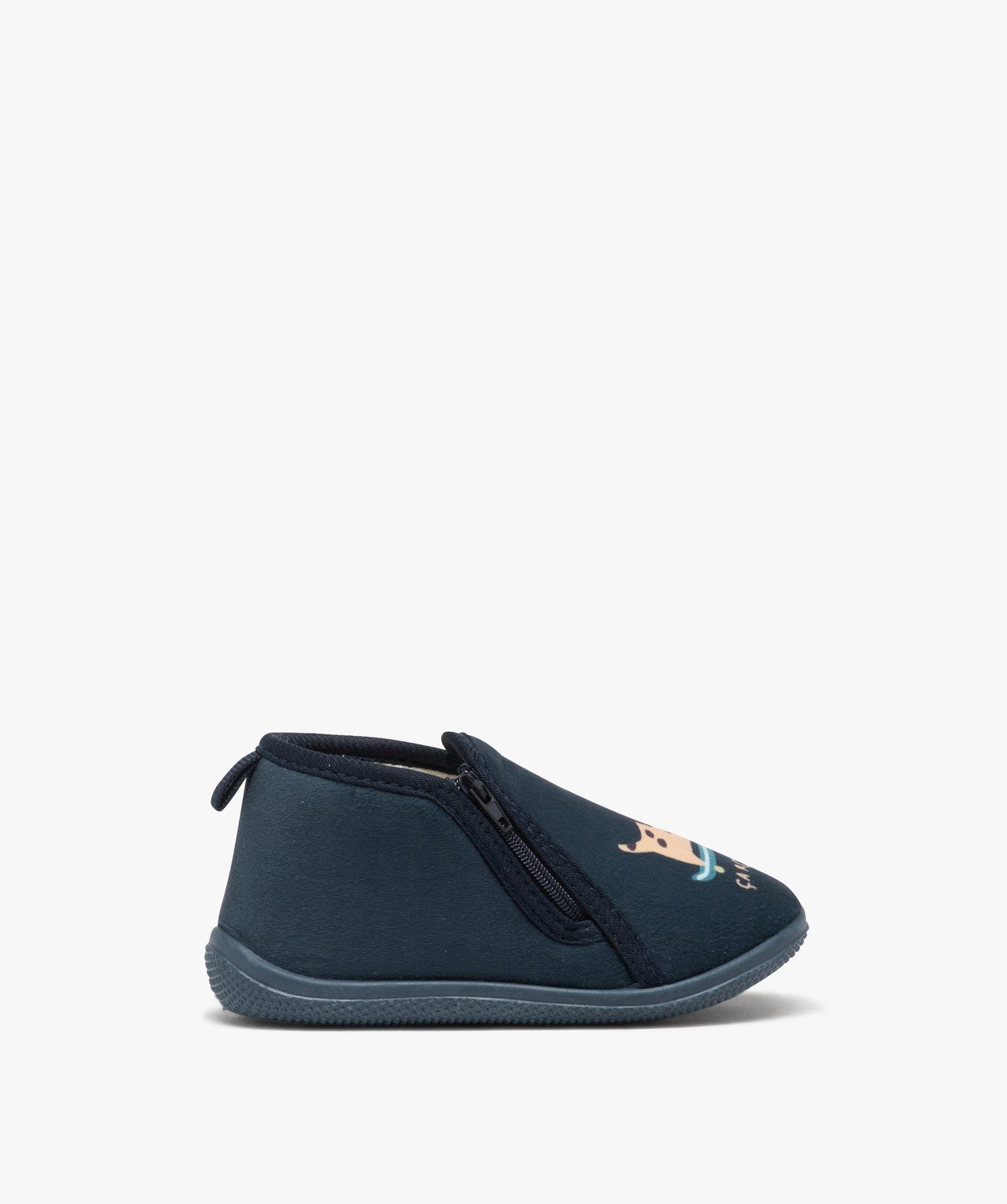 Chaussons bébé Garçon bottillons à zip en jersey imprimés bleu | GEMO