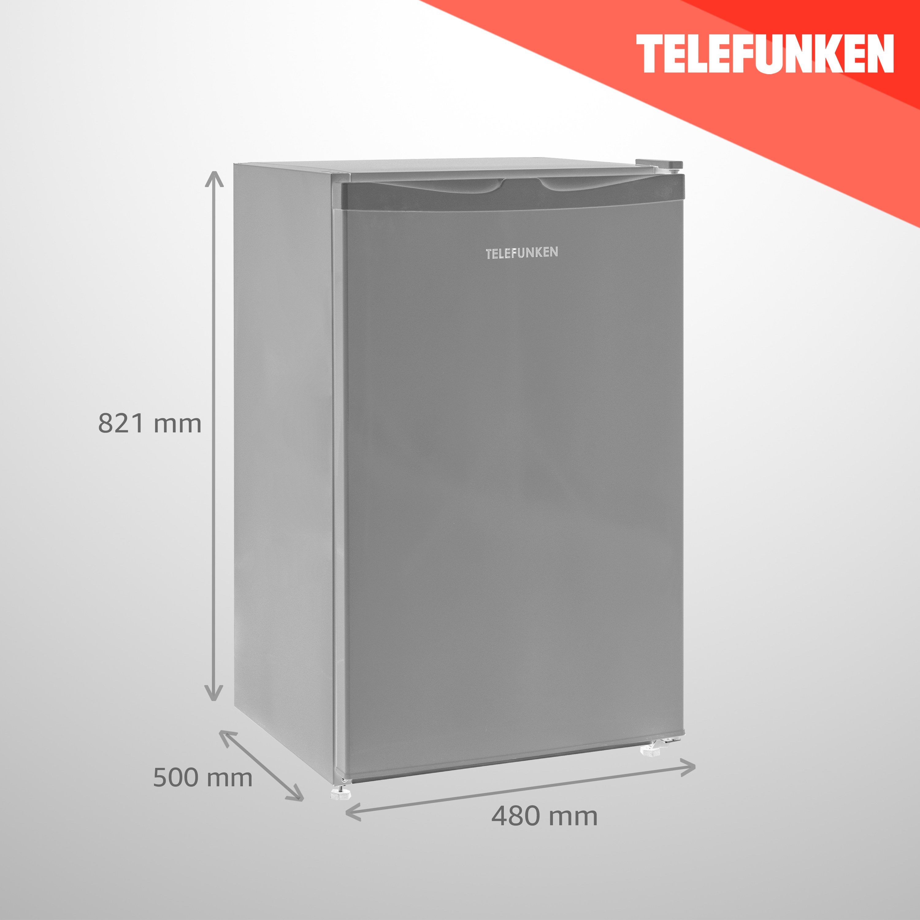 Telefunken Kühlschrank CF-31-121-S, 82.1 cm hoch, 48 cm breit, Ohne Gefrierfach, Freistehend, 90 Liter Nutzinhalt, Klein, Silber
