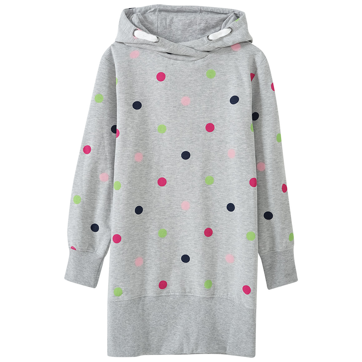 Mädchen Sweatkleid mit bunten Punkten allover