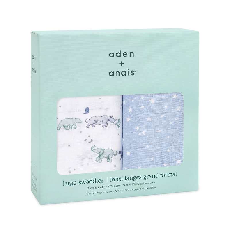 Lot de 2 langes rising star animaux bleu Aden et Anais