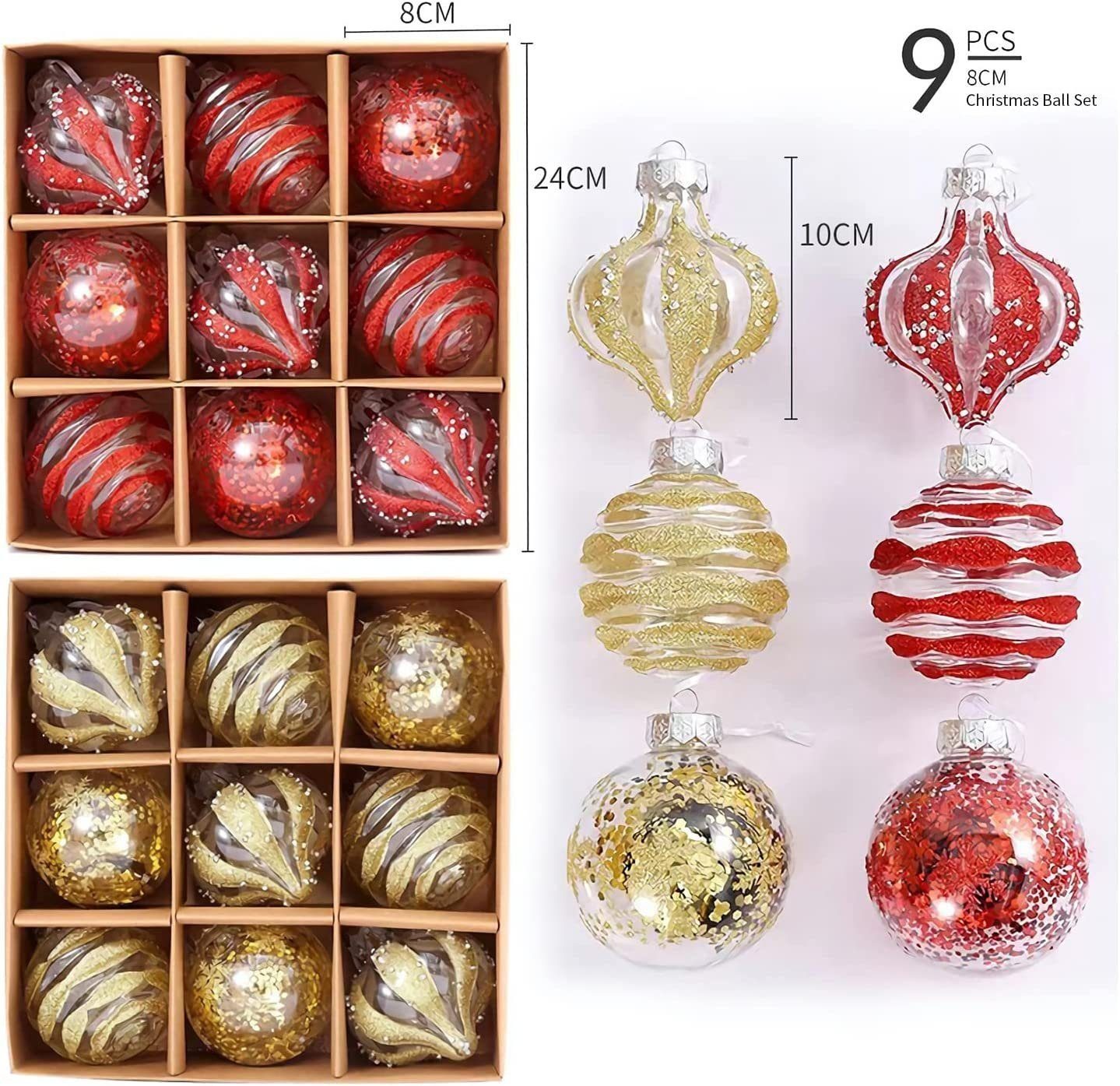 DOPWii Weihnachtsbaumkugel 9er Weihnachtskugeln Christbaumkugeln