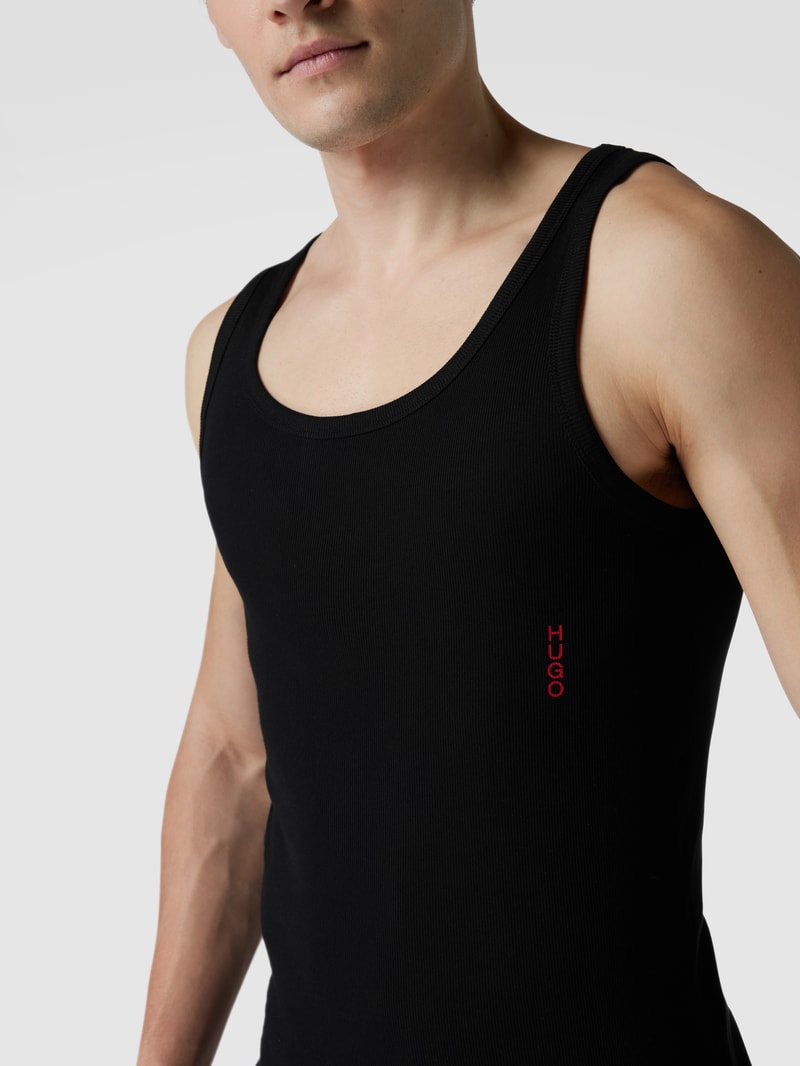 Tanktop mit Label-Print im 2er-Pack in schwarz