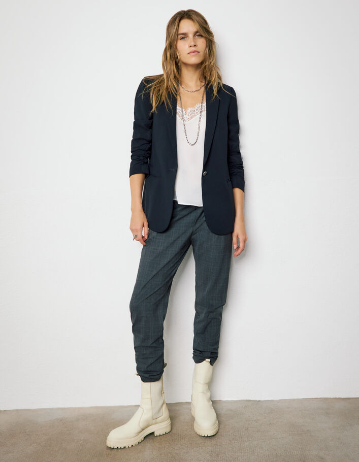 Veste tailleur en crêpe coloris noir femme