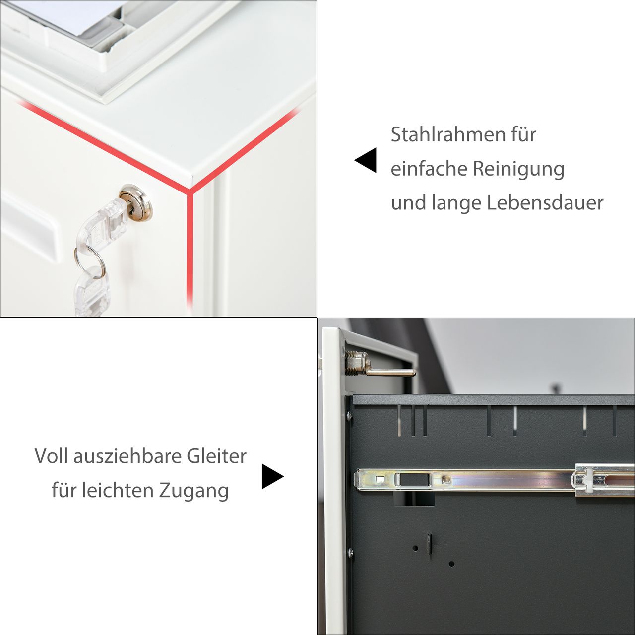 Vinsetto Rollcontainer Aktenschrank mit 2 Schubladen Abschließbarer Rollschrank
