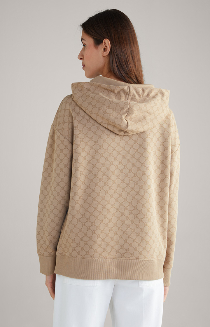 Hoodie in Beige gemustert