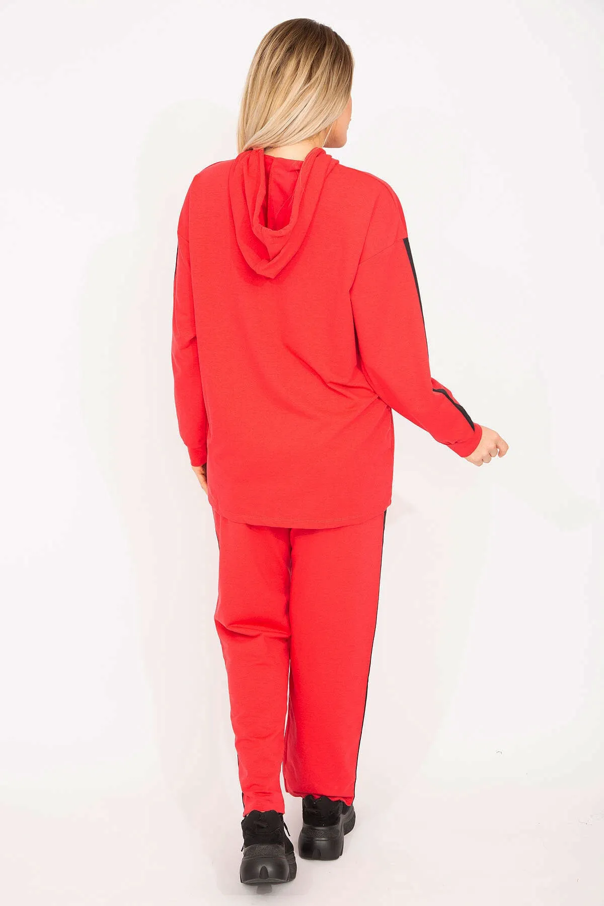 Şans  Großes rotes Sweatshirt-Hosen-Set für Damen 65n35303