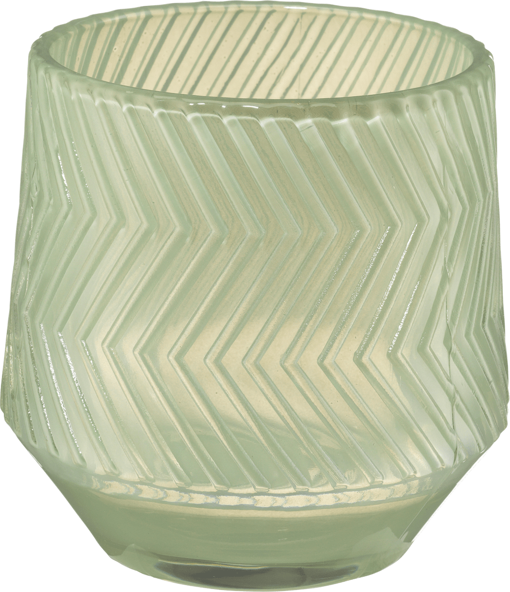 Glaskerzenhalter Chevron, grün, 1 St