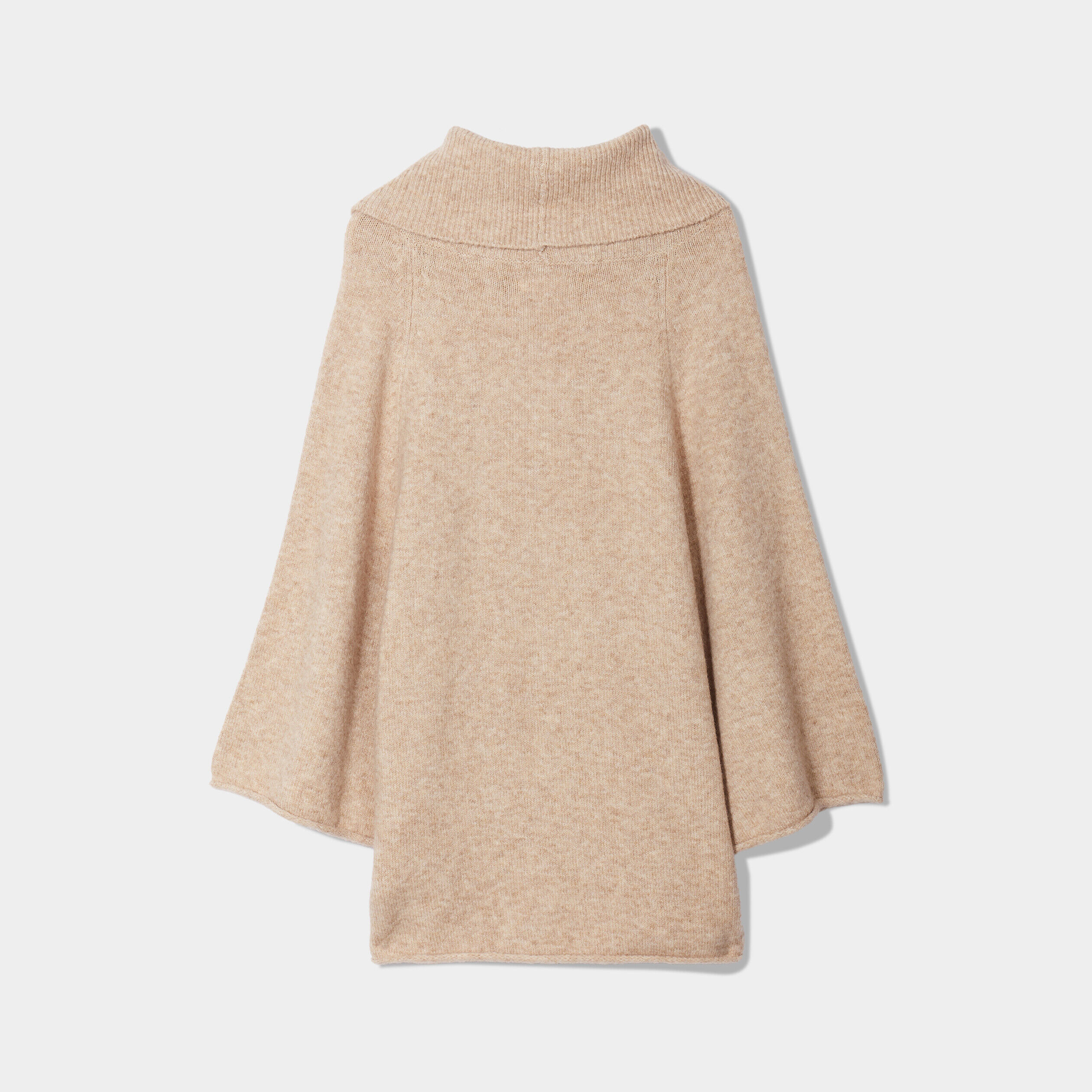 Poncho oversize col roulé beige femme | Cache Cache