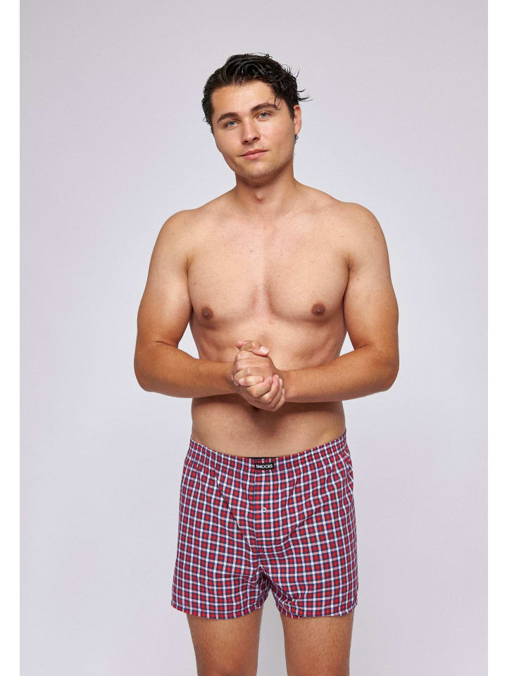 SNOCKS American Woven Boxershorts aus Bio-Baumwolle 3 Stück in Small Check günstig kaufen