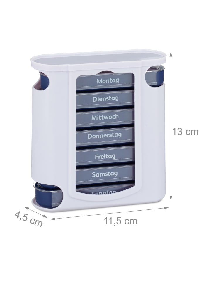 relaxdays Pillendose in Weiß Blau günstig kaufen onesize