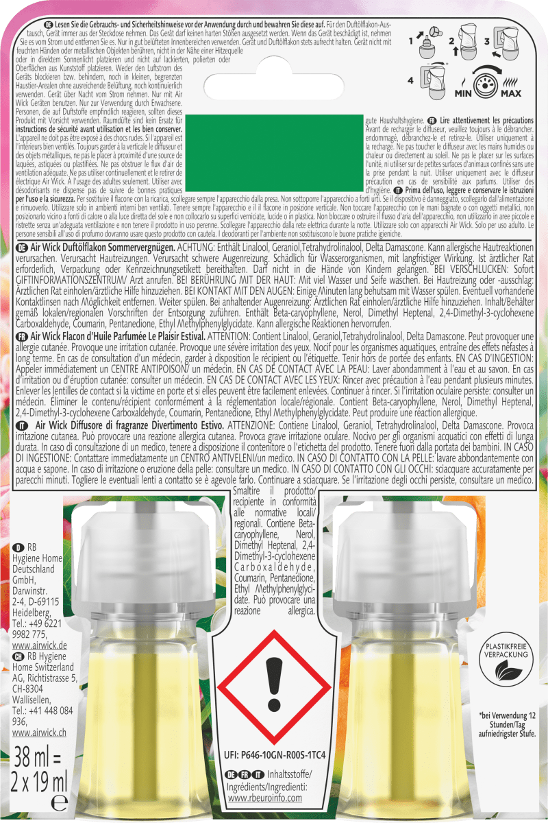 Lufterfrischer Duftstecker Sommervergnügen Nachfüllpack, 38 ml