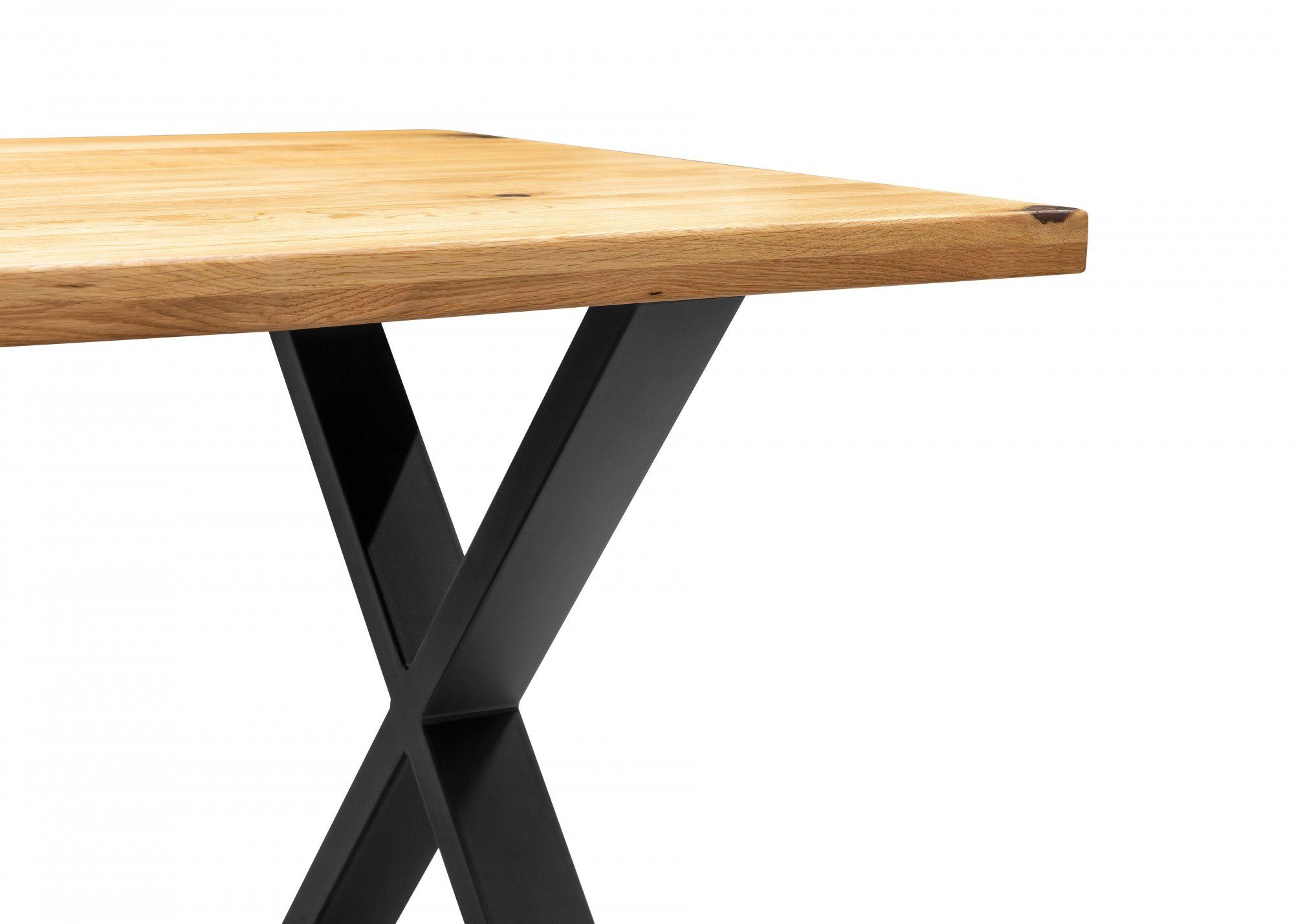 Home affaire Esstisch Model 2, Eiche Massivholz, stabiler Stand durch pulverbeschichtete Metallbeine