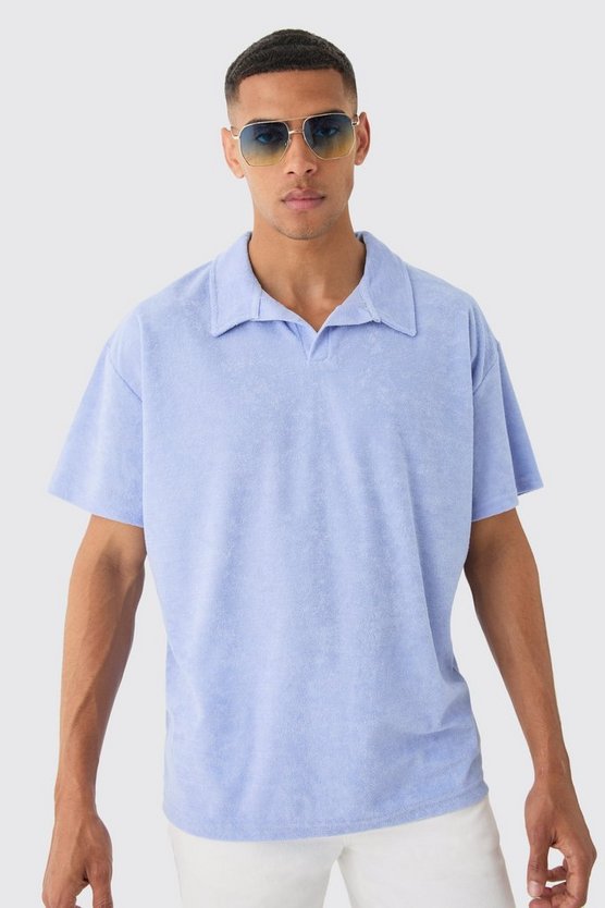 Oversize Frottee-Poloshirt