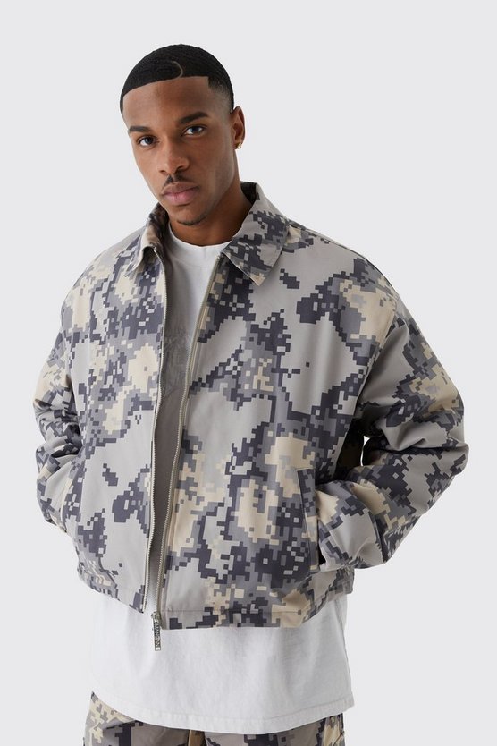 Kastige verpixelte Camouflage Harrington-Jacke