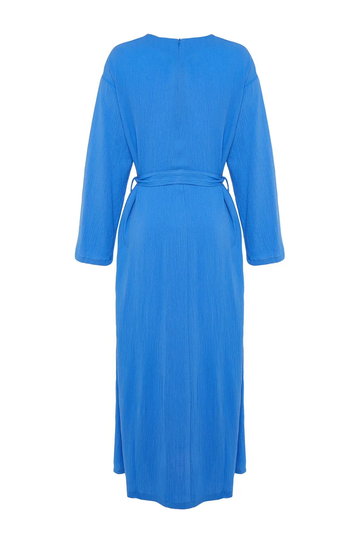 Trendyol Modest  Saks gewebtes Kleid mit Gürtel TCTSS23EB00043