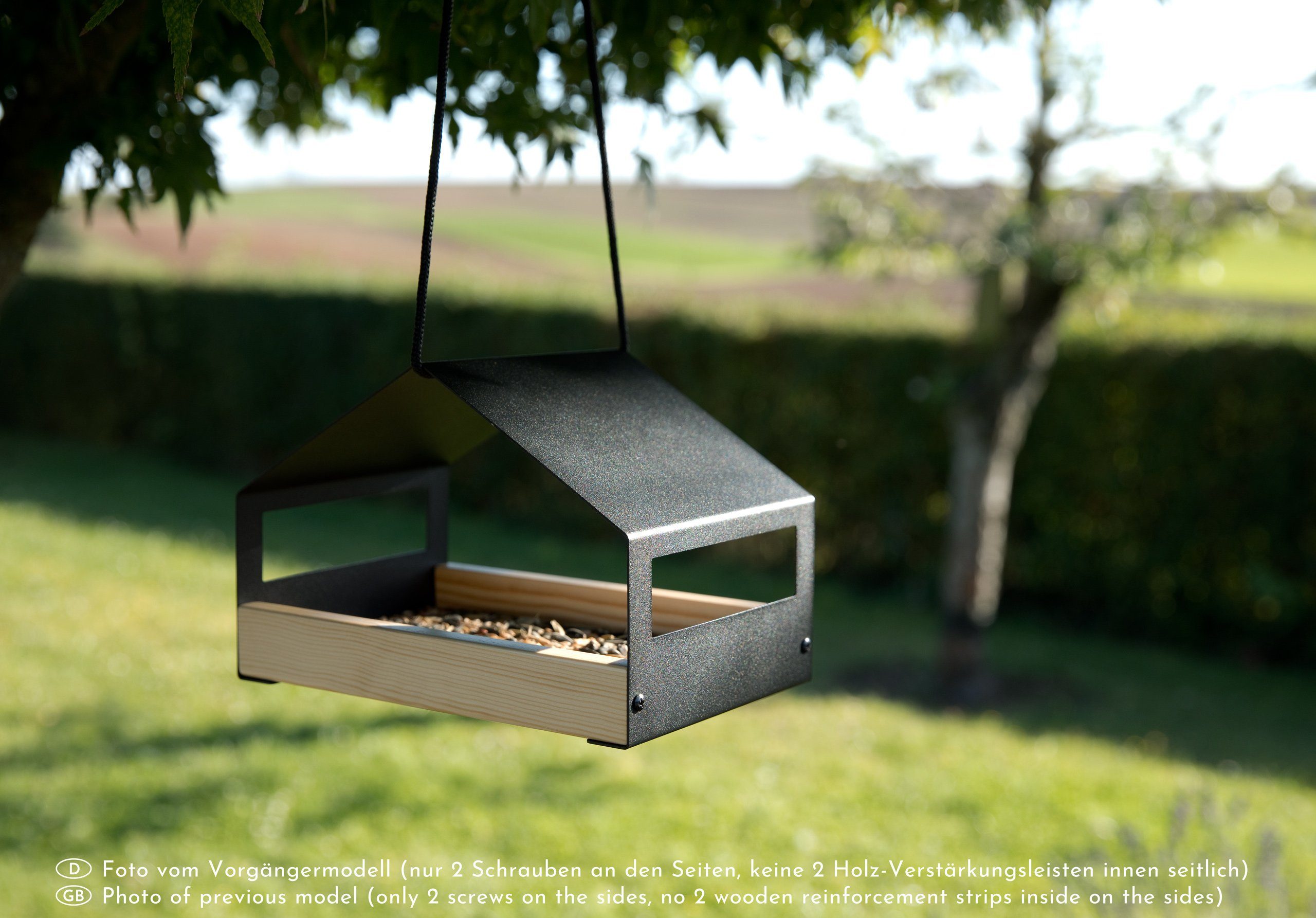 WONDERMAKE Vogelhaus wetterfest zum Aufhängen, Metall Vogelfutterhaus klein Vogelhäuschen