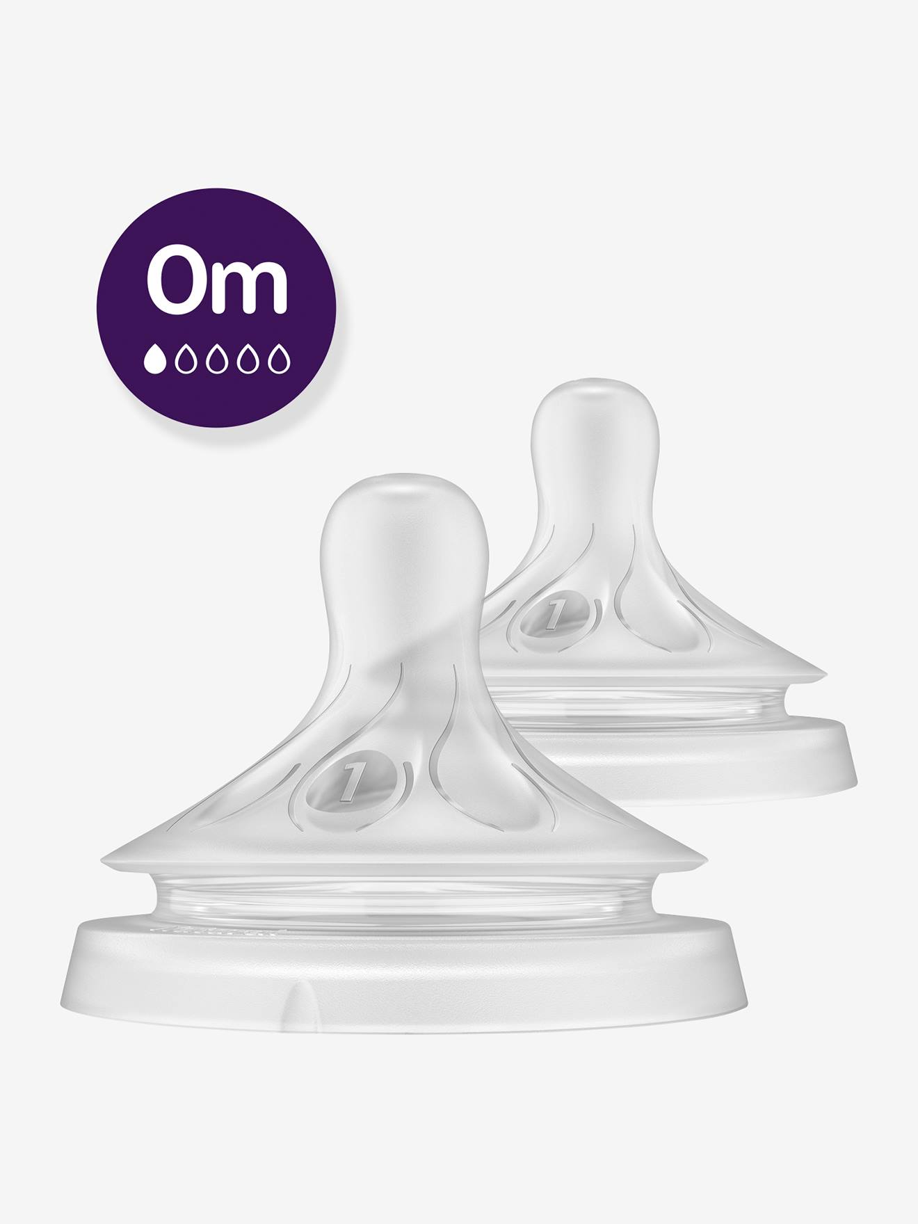 Lot de 2 tétines Philips AVENT Natural Response, 5 débits au choix transparent