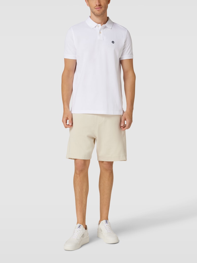 Poloshirt mit Logo-Stitching in weiß