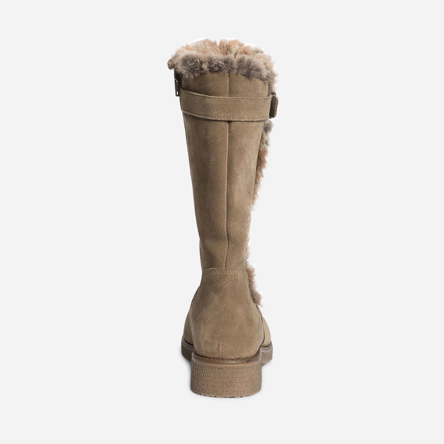 Botte taupe en cuir velours fourré